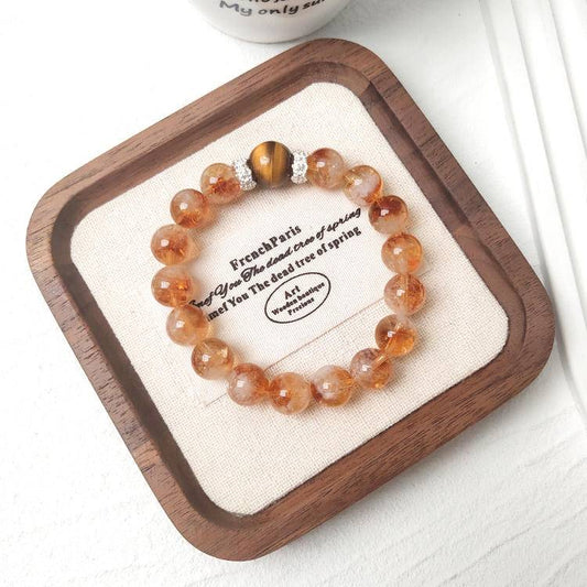 Moonivra® Solar Vitality Bracelet – Citrine Tower Crystal & Golden Tiger Eye