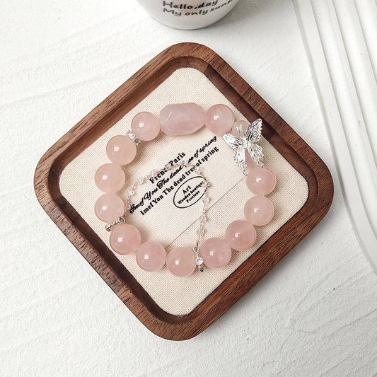 Moonivra® Love Wings Bracelet – Rose Quartz & Butterfly Charm