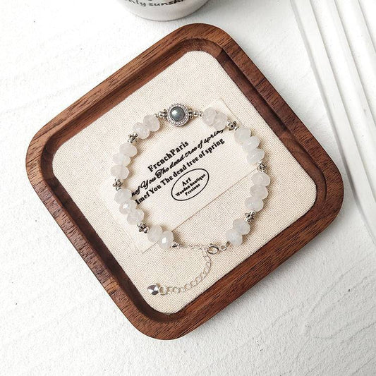 Moonivra® Moonlit Vision Bracelet – Phantom Quartz & Gray Moonstone Faceted Beads