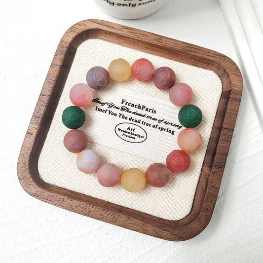 Moonivra® Fortune Clover Bracelet – Carved Agate Beads